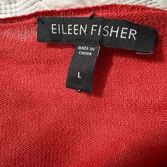 Eileen Fisher Burnt Orange Cowl Neck Silk/Linen Lightweight Knit Top. Size L - Picture 4 of 10